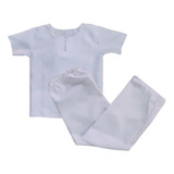 Conjunto Infantil Menino Branca Candomblé Umbanda 2 Peças