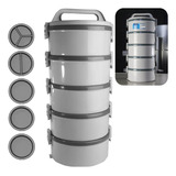 Conjunto Marmita Térmica 5 Unidades Cinza Tekcor Soprano