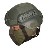 Conjunto Mascara E Capacete Airsoft Tatico Proteção Orelha