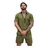 Conjunto Masculino Liso Camisa E Shorts 