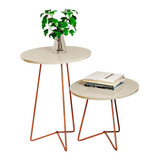 Conjunto Mesa Centro/lateral Luisa Pés De Cobre - Off White
