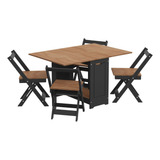 Conjunto Mesa Dobrável + 4 Cadeiras Butterfly Preto