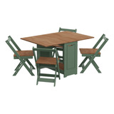 Conjunto Mesa Dobrável + 4 Cadeiras Butterfly Verde