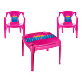 Conjunto Mesa E 2 Mini Cadeira Poltrona Infantil Com Label