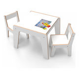Conjunto Mesinha 2 Cadeirinhas Infantil Didática Mdf Branco