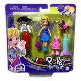 Conjunto Mini Boneca Colecionável Menina Loira Polly Pocket Com Pet Animal De Estimação Cachorro Cachorrinho E Fantasias Roupas Roupinhas Acessórios - Sortimento Fashion - Mattel Brinquedos