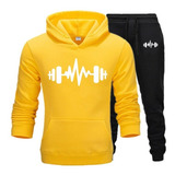 Conjunto Moletom E Calça Academia Fitness Exercicio Slim