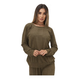 Conjunto Moletom Feminino Manga Longa Calça Jogger Suede