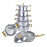 Conjunto Panelas Alumínio Batido Fundido + Frigideira Grossa
