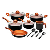 Conjunto Panelas Antiaderente Vegas 10 Peças Casambiente Cor Preto/cobre
