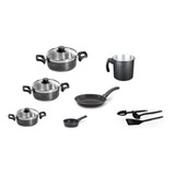 Conjunto Panelas Grossa Petúnia 6 Pçs Craqueado Tampa Vidro