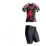 Conjunto Penks Feminino Borboleta Camisa+bermuda Preta