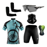 Conjunto Roupas Ciclismo C/óculos Bandana E Par De Manguito