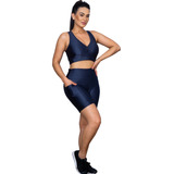 Conjunto Short Shortinho Com Bolso + Top Com Bojo 3d