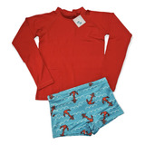 Conjunto Sunga E Camiseta Proteção Uv50 Bebê Infantil Praia