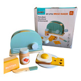 Conjunto Torradeira Montessori Brinquedo Madeira Infantil