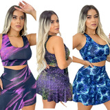 Conjuntos 3 Saia E 3 Top Roupas De Academia Atacado + Brinde