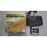 Console Sega Saturn Cinza Escuro Japonês, Na Caixa E Completo + Controle Arcade E Jogo
