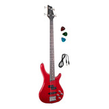 Contrabaixo Giannini Gb 200 A - 4 Cordas Ativo Acabamento Do Corpo Verniz Brilhante Cor Metallic Red Orientação Da Mão Destro