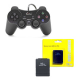 Controle Joystick Compativel Playstation2 Ps2 E Memory Card