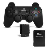 Controle Joystick Sem Fio Compatível Com Ps2 E Memory Card