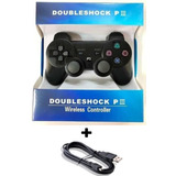 Controle Ps3 Compatível Dual Shock Wirelless Cabo Cor Preto