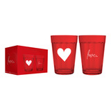 Copo Americano Vidro Fosco Prime Love Amor Coração - 2 Unid