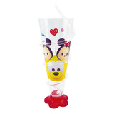 Copo Cone Azul Com Canudo Mickey & Minnie 250ml - Disney Cor Vermelho