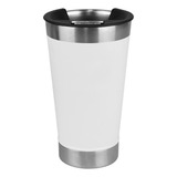 Copo Térmico Com Tampa Abridor 473ml Aço Inox Premium Cor Branco