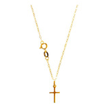 Cordão Feminino Bailarina Ouro 18k 40cm Pingente Crucifixo Cor Dourado