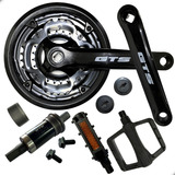 Coroa Tripla Pedivela Gts P/ Bike Aro29/26 + Centro + Pedal Cor Preto