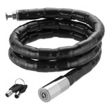 Corrente Cadeado Trava Bicicleta Chave Aço Bike Moto Estepe. Cor Preto