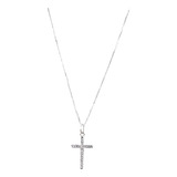 Corrente Colar Crucifixo Cruz Cravejado Feminino Prata 925