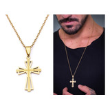 Corrente Colar + Pingente Aço Ogrife J-280 Banhado Ouro 18k