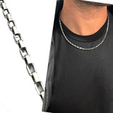 Corrente Cordão Colar Cadeado Masculino Aço Inox 60cm Cor Prateado