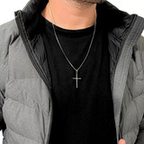 Corrente Cordão Masculino Aço Inox Cruz Crucifixo + Presente