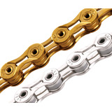 Corrente Kmc X-9 Sl Gold Silver 9v Ultra Leve Vazado 116l