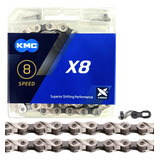 Corrente Kmc X8 Prata E Cinza 116l 8v 16v 24v Mtb Speed + Power Link
