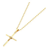 Corrente Masculina Diamantada Folheada De Ouro18k Crucifixo