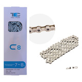 Corrente Tec C8 Com Link 7-8v Index Compatível C/ Shimano Sram Cor Prateado