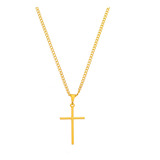 Correntinha Masculina Fina 60cm E Pingente Cruz Folheado