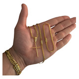 Correntinha + Pulseira + Cruz Crucifixo Banhado Ouro