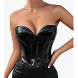 Corselet Coraçao Vinil Femininas Elegante Sexy Moda Feminina