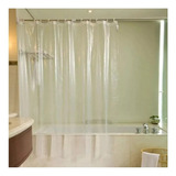 Cortina Banheiro Box Cristal 2m X 1,38m Ganchos Transparente Cor Branco/transparente