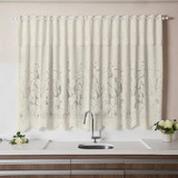 Cortina Cozinha 250x130 Cm Renda Branca Tulipas No Metro