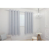 Cortina Oxford C/ Ilhós P/ Varão Sala/quarto 300x180 Cor Cinza-claro