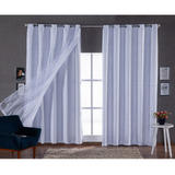 Cortina Premium Quarto Sala Voal Xadrez + Microfibra 4x2,80