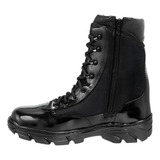 Coturno Militar Extra Forte Com Zíper 100% Em Couro.