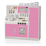Cozinha Infantil Completa 100% Mdf Perfeita Branco/rosa Girl