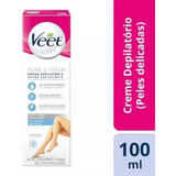 Creme Depilatório Corporal Veet Peles Delicadas - 100ml Full Tipo De Pele Sensível